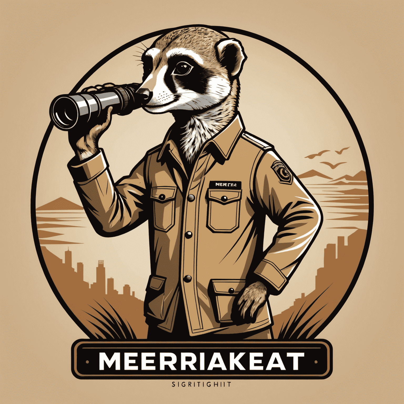 MeerkatSight logo featuring a stylized meerkat with binoculars, symbolizing foresight in supply chain management