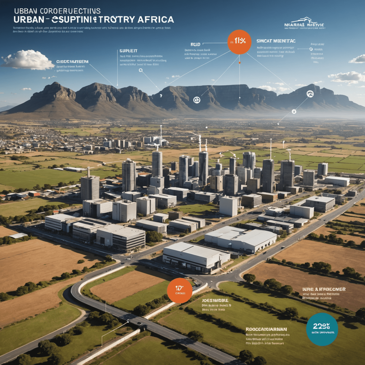 Infographic showing the interconnections between urban centers and rural areas in South Africa, with arrows indicating supply chain flows