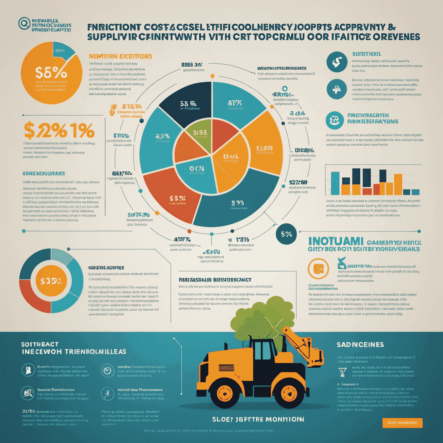 Infographic showing cost savings and efficiency gains from supply chain optimization, with charts and graphs depicting financial improvements